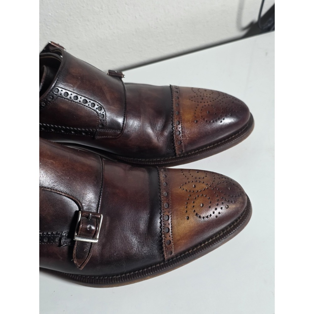 Magnanni Monk Strap shoes Sz 9.5 Burnished Tips $495+ Retail Rare Designer - Picture 2 of 9
